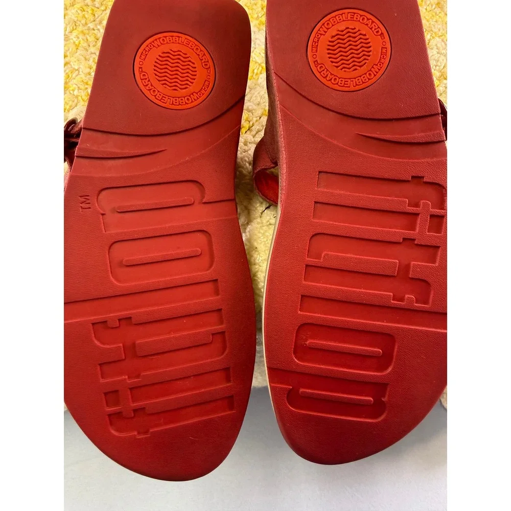 FitFlop Lulu Canvas Red Thong Sandals Womens 9 Microwobbleboard H12-203